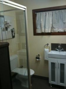凯恩斯中央景观酒店的带淋浴、卫生间和盥洗盆的浴室