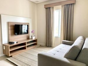 奥兰布拉Apartamento em Holambra的带沙发和平面电视的客厅