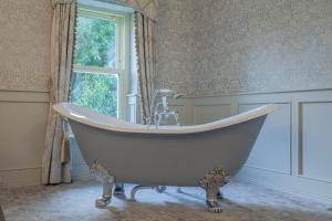 特拉利伯里赛利的城堡酒店的带浴缸的浴室和窗户