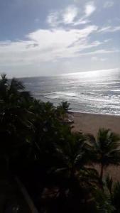 璜多里奥Dre Broeders Apartments Juan Dolio的享有棕榈树海滩和大海的景色