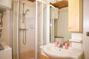 法尔西德TRE CIME FOCOBON - Bellavista sulle Dolomiti的一间带水槽和淋浴的浴室