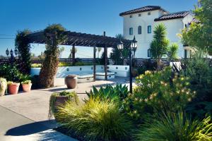 圣克鲁兹卡萨布兰卡沙滩酒店的种植了凉棚和植物的花园