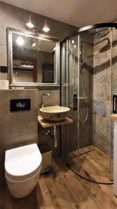 华沙Mokotowska 67 by Homeprime的浴室配有卫生间、盥洗盆和淋浴。
