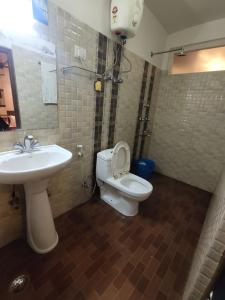 甘托克Hotel Berries的一间带卫生间和水槽的浴室