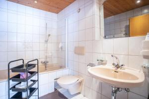 佩尔蒂绍Appartement Frühstückspension Landhaus Karwendel的白色的浴室设有卫生间和水槽。