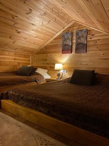 科拉欣Princess Nina Kolašin的小木屋内一间卧室,配有两张床