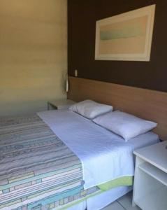 皮拉伊河畔巴拉Flat inteiro - Aldeia das águas的卧室内的一张带两个枕头的床