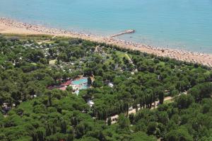 卡瓦利诺Dei Fiori Camping Village的很多人都从空中欣赏海滩