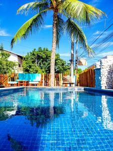 嘎林海斯港Casa Nui - Porto de Galinhas的一座棕榈树环绕的游泳池