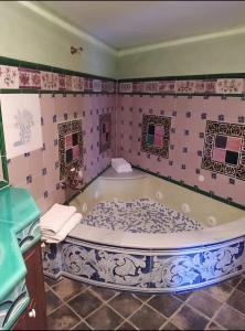 SerraA la Sombra de la Torre的客房内的浴室设有大浴缸