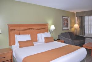 迪索托Scottish Inns的酒店客房设有一张大床和一张沙发。