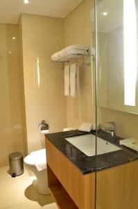 三宝垄三宝垄路易斯基安纳酒店的一间带水槽和卫生间的浴室