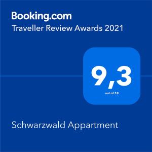 弗罗伊登施塔特Schwarzwald Appartment的蓝色响应窗口的截图