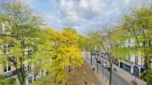 里尔Exceptionnel au coeur de Lille的城市街道上一棵黄叶树