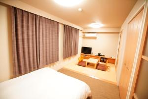秋田多美迎秋田酒店的酒店客房,配有床和电视