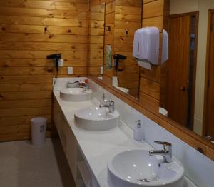 瓦纳卡阿尔塔蒙特旅舍的浴室设有2个水槽和镜子