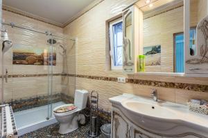 多莫杰多沃沃斯特克沃酒店的浴室配有卫生间、盥洗盆和淋浴。
