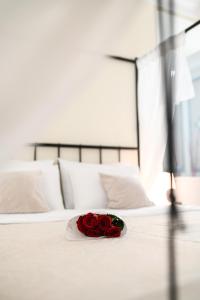 诺维萨德加尔尼丹什酒店的床上一束红玫瑰