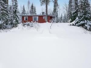JuhanalaHoliday Home Mäntylä by Interhome的雪中小红房子,有树