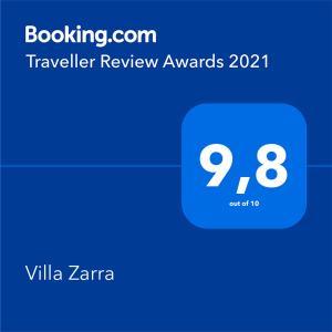 科里米诺Villa Zarra的手机的屏幕截图,带旅行审查奖