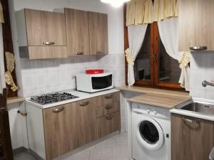 拉齐塞Appartamento Sofia的厨房配有微波炉和洗衣机。
