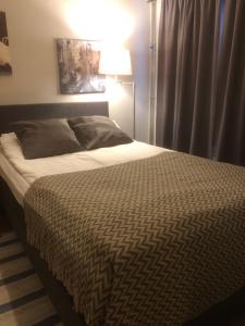 托尔尼奥E城市住宿加早餐酒店的卧室内的一张大床,配有灯