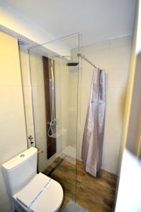 迪瓦伊巴雷C l e a n&C o z y Apartmani Divcibare的一间带卫生间和玻璃淋浴间的浴室