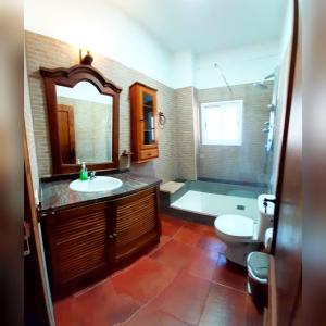 弗龙特拉Vista Guapa的带浴缸、盥洗盆和卫生间的浴室