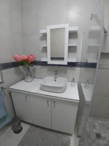 贝尔维尔Protea Suite的白色的浴室设有水槽和镜子