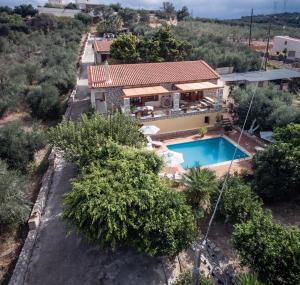 阿斯特里昂Amazing Villas in Crete的享有带游泳池的房屋的空中景致