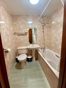 牛津Mount Pleasant Hotel的浴室配有盥洗盆、卫生间和浴缸。