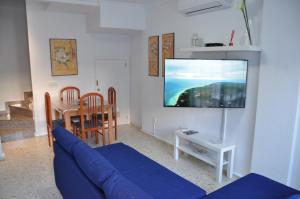 奇皮奥纳Villachipi的客厅配有蓝色的沙发和平面电视。