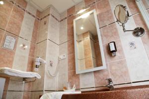 香槟沙隆布里斯托尔酒店的带淋浴、水槽和镜子的浴室