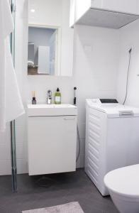 于韦斯屈莱Studio 7, Air-conditioned, 1 free parking, calm own entrance的白色的浴室设有水槽和卫生间。