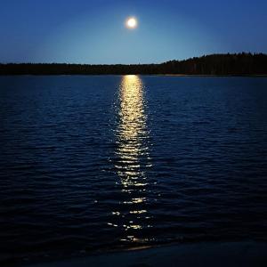 SkaftetTofvehults Boende的月亮在一大批水面上升起