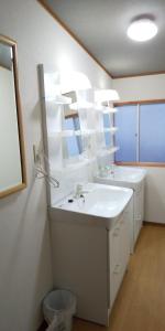 KasaokaGuest House Shiraishi的浴室设有白色水槽和镜子