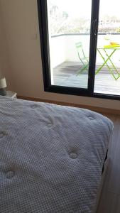 安德诺莱斯贝恩Mimosas的窗户和桌子的房间的一张床位