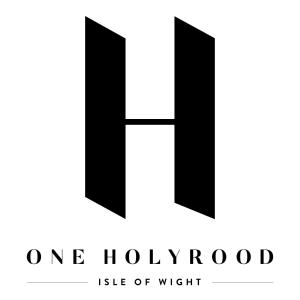 新港One Holyrood Hotel & Cafe的黑白标志,用于一顶宽