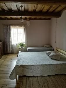 CesvaineDzirnavkalns的一间卧室设有一张大床和一个窗户。