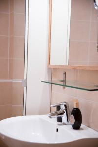 布拉格Apartment Tereza的浴室水槽配有镜子和1瓶肥皂