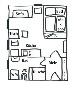 科隆May-Apartment Köln zentrale Ferienwohnung的房屋的平面图