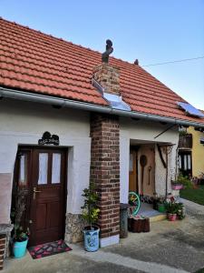 Tomaševcismještaj Mala Zidanica的红屋顶的小砖屋