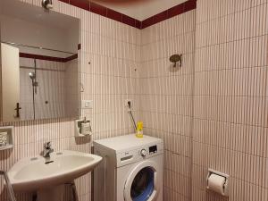 拉帕洛中心之家公寓的一间带洗衣机和水槽的浴室