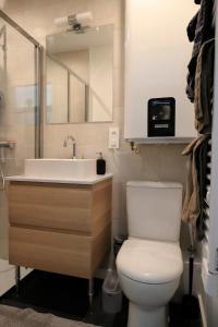 迪沃讷莱班Studio l'évasion, parfait pour vous détendre的一间带卫生间、水槽和镜子的浴室