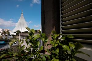 锡拉库扎Les Amis的从种植植物的窗户欣赏教堂的景色