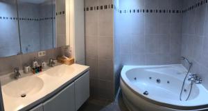 布兰肯贝赫Duplex Blankenberge的带浴缸、水槽和浴缸的浴室