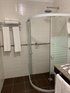 埃斯特角城Punta del Este Shelton Hotel的浴室里设有玻璃门淋浴
