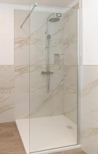 杰莫纳德尔夫留利西西大酒店的浴室里设有玻璃门淋浴