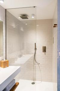 根特B&B Achilles的一个带水槽的玻璃淋浴间