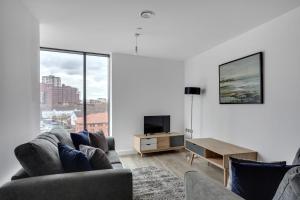 伯明翰Amazing Apartment in the heart of Birmingham的客厅配有两张沙发和一台电视机